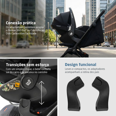 Adaptador Maxi-Cosi para Carrinho Oslo Carbon Compatível com Pebble Pro² e CabrioFix - Compatibilidade precisa.